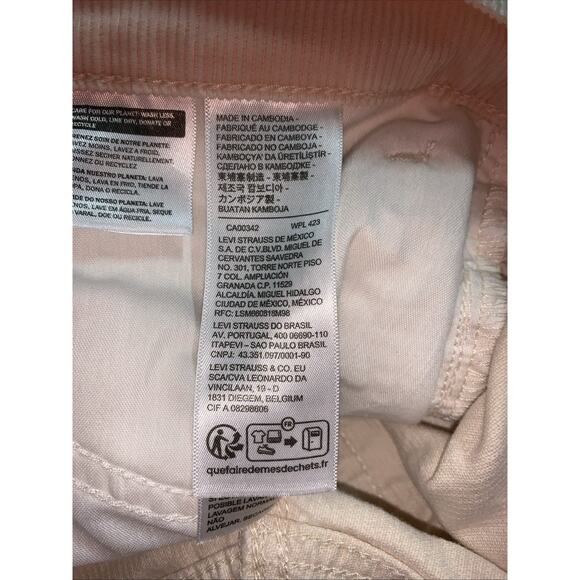 Levis Pants Womens 27 32 Beige Cream Corduroy 94 Baggy Straight Leg Cords Chino - Picture 11 of 13